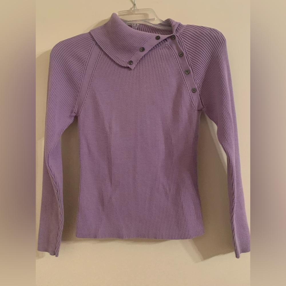 Caslon lavender button neck sweater